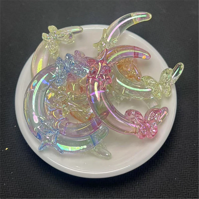 34*42MM 100PCS Translucent Coated Star Moon, Butterfly Beaded DIY Jewelry Mobile Phone Chain Handcrafted Accessory