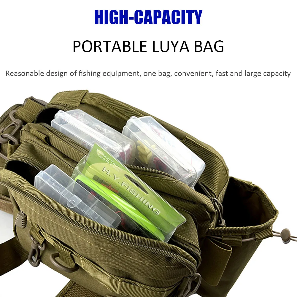 

Fishing Tackle Bag Multi-Pocket Fishing Sling Bag Multifunctional Fishing Storage Bag Single Shoulder for Fishing Hiking Hunting