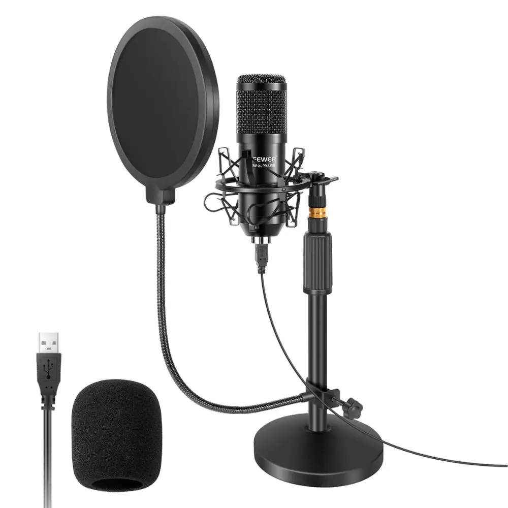 

Neewer USB Microphone Kit-Plug&Play Cardioid PC Condenser Mic,Pop Filter, Shock Mount For Computer, YouTube/Gaming Recording