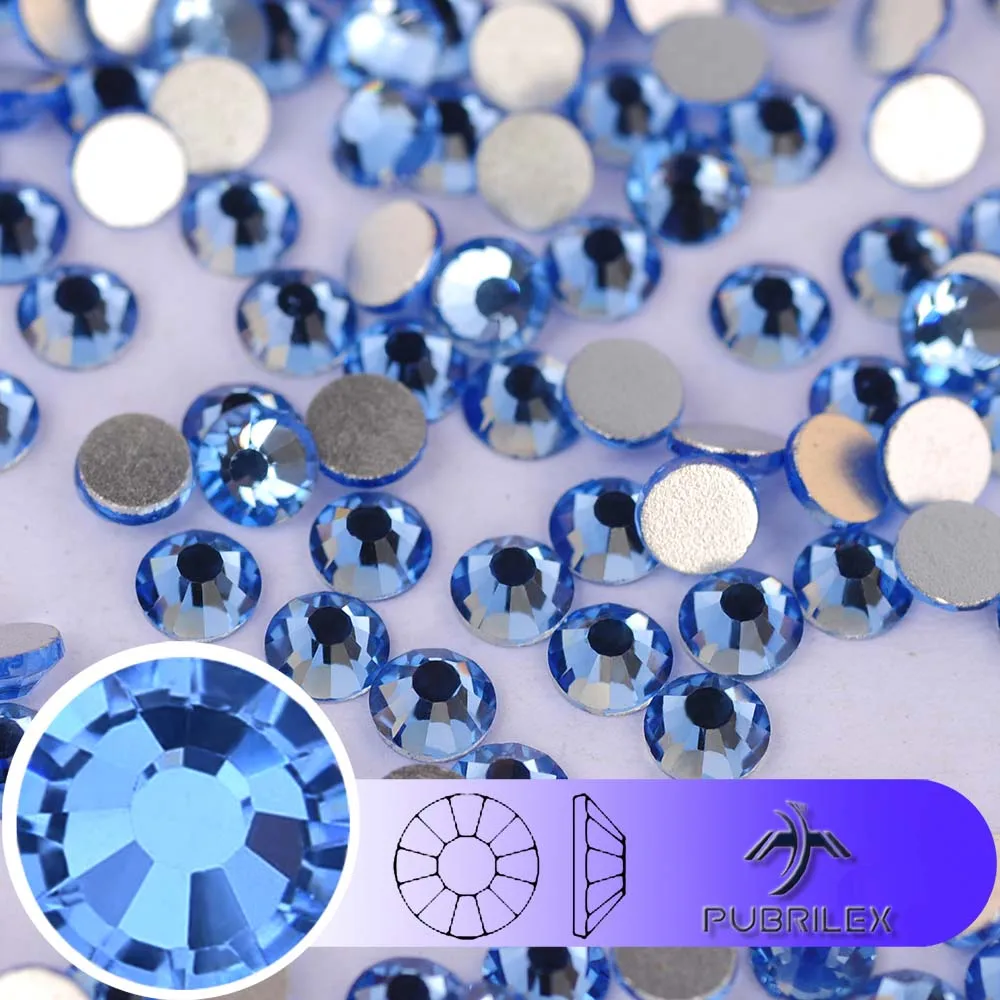 Hellblaue Strasssteine in Saphirfarbe, nicht heißklebend, flache Rückseite, gemischte Größen, Glas-Strasssteine für Kleidung, Nagelkunst und Bastelarbeiten. – Detail 4