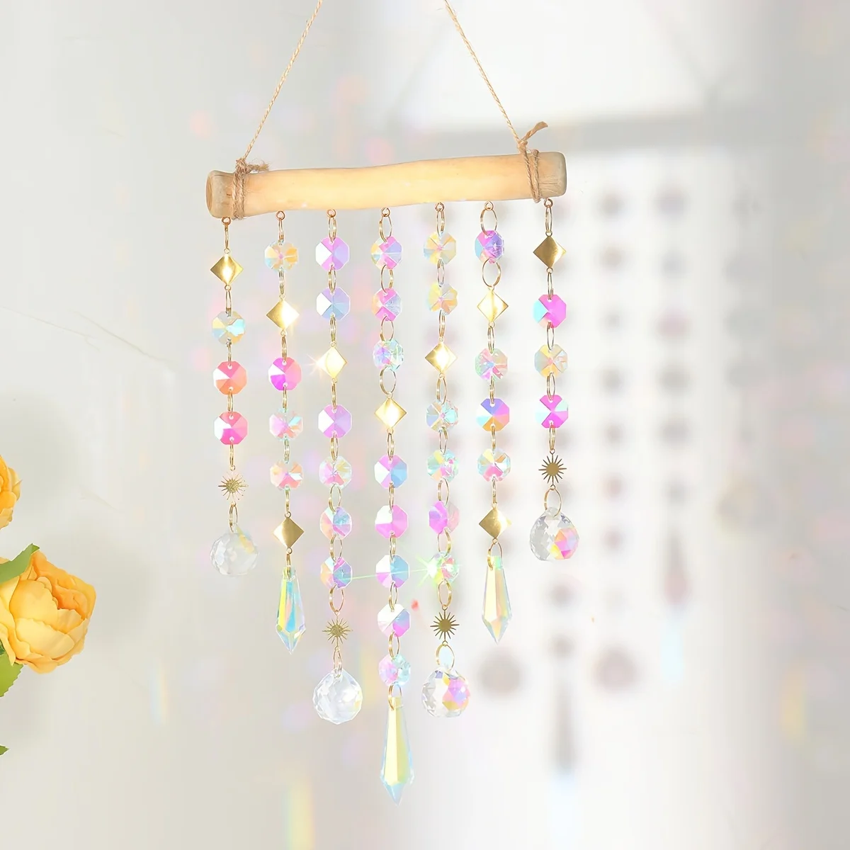 Fantasy Crystal Wind Chime Hanging Window Room Illusion Rainbow Wisząca dekoracja ścienna Suncatcher Gift