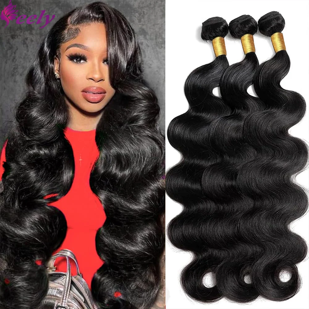 Human Hair Bundles Water Wave Natural Black Color Body Wave Bundles Human Hair Extensions 24 26 28 Inches Brazilian Virgin Hair