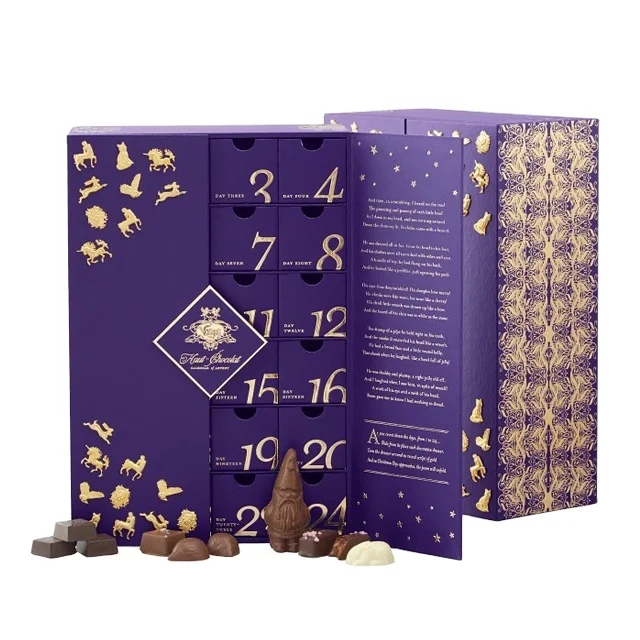 Advent Calendar Box Luxury Design Christmas Cosmetic Mystery Tray Box Blank Cardboard Calendar for Chocolate and Gifts