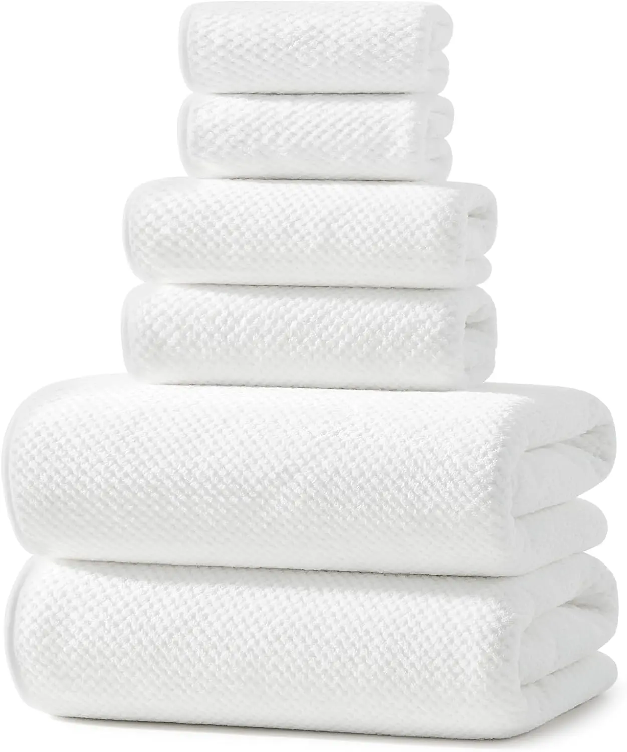 Ultra Soft 6-Piece Towel Set, Premium White Bathroom Towels, Highly Absorbent & Quick Dry