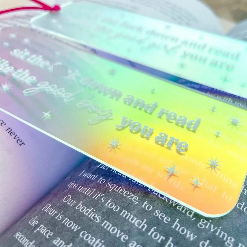 Sit Down And Read Iridescent Bookmark, Funny Acrylic Bookmark, Reading Gift For Book Lover