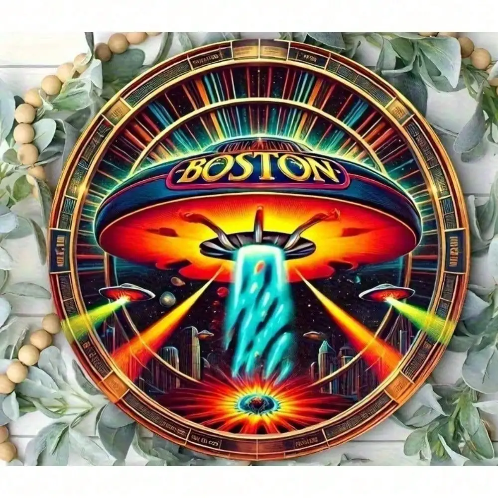 Retro Rock Band Boston Metal Tin Sign Vintage Wall Art Man Cave Decor