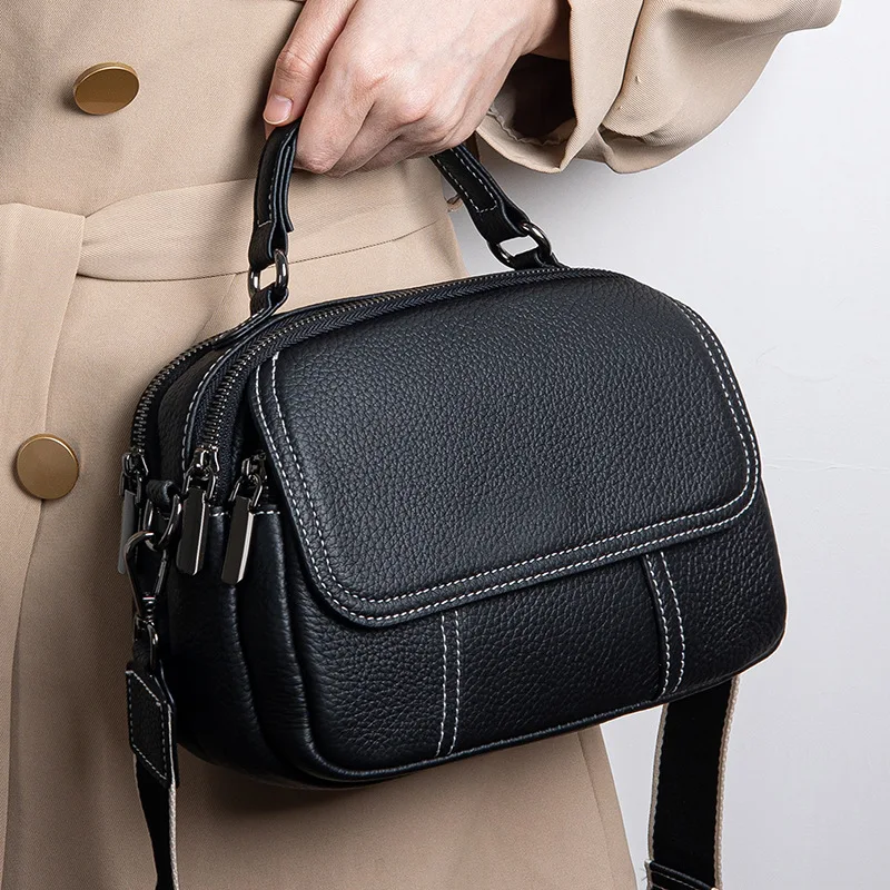 

Leather Women's Bag 2025 Women's Bag Small Round Bag Fashionable Mantou Bag Korean Version One Shoulder Portable Messenger Bag