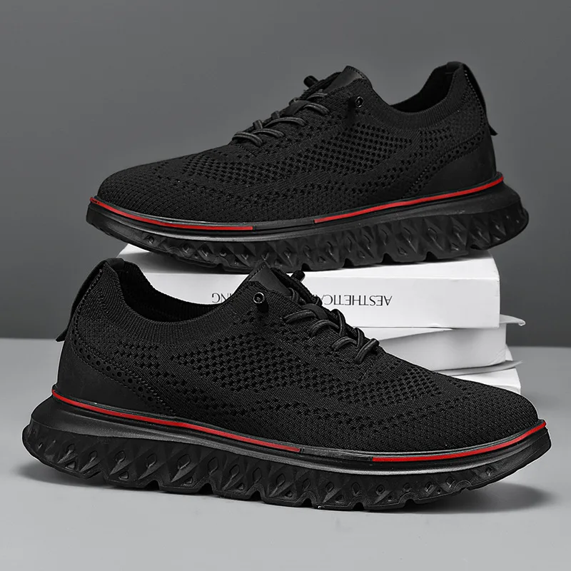 Spring New Shoes for Men Breathable Knit Casual Shoes Lightweight Sport Shoes Street Fashion Chunky Sneaker Big Size