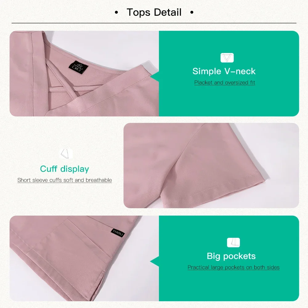 XS-2XL الخامس الرقبة الدعك القمم + السراويل قصيرة الأكمام الحيوانات الأليفة السريرية زي الطبيب بلون الأسنان مستشفى ممرضة فرك دعوى عمال