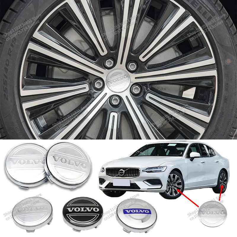 4pcs 56/60mm Car Wheel Center Hub Cap Stickers Wheel Hub Covers For Volvo Rdesign T6 AWD C30 C70 S40 S60 S70 S80 S90 V40 XC70