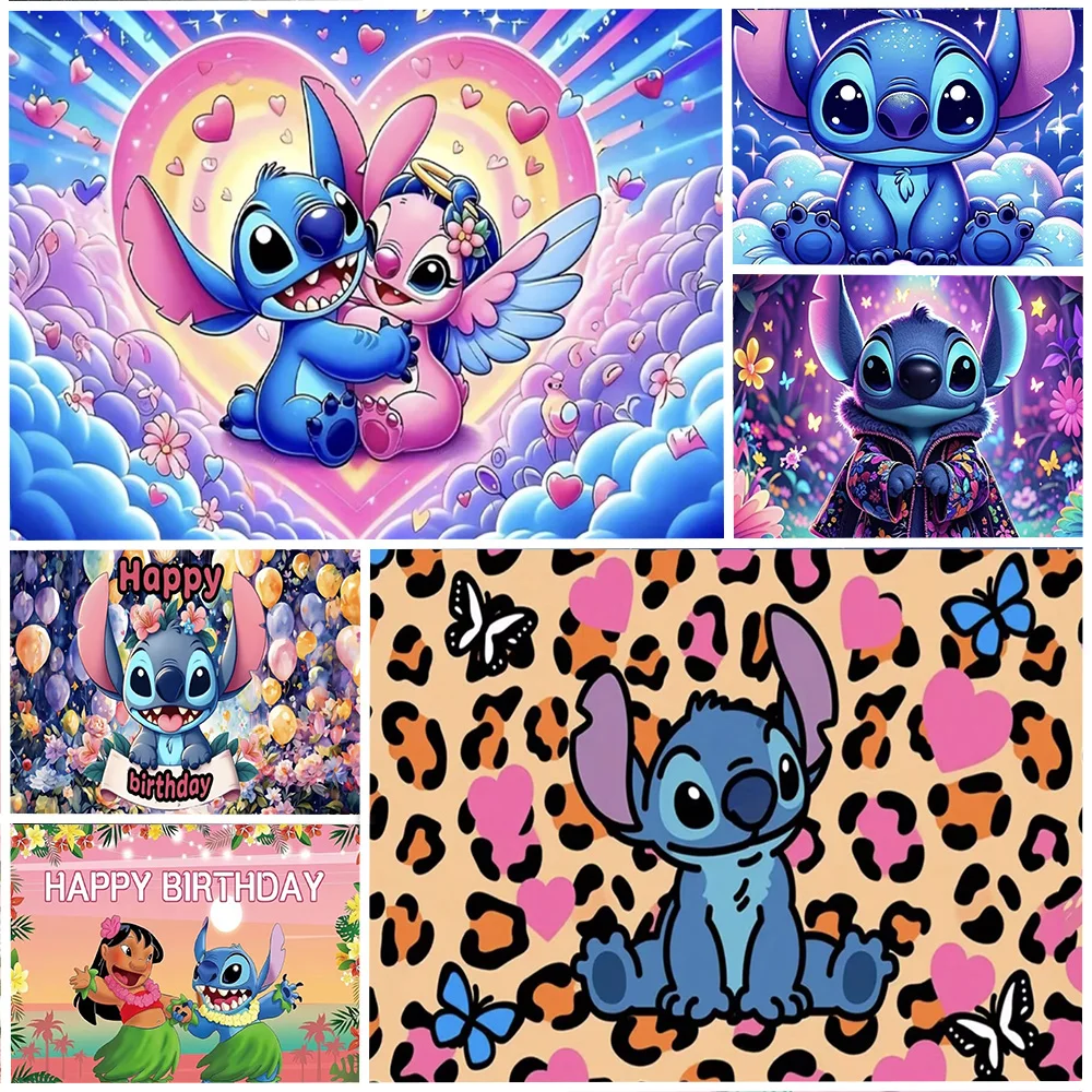 

Disney Lilo&Stitch Children Birthday Party Decoration Background Supplies Cartoon Kid Gift Backdrop Baby Shower Photography Prop