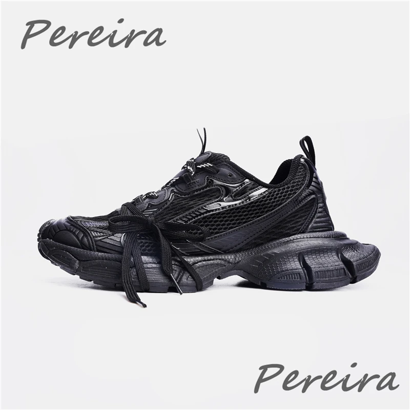 Street Style Thick Sole Men Sneakers New Mixed Colors Lace-Up Couple Casual Shoes Comfortable Breathable Running Walking Shoes