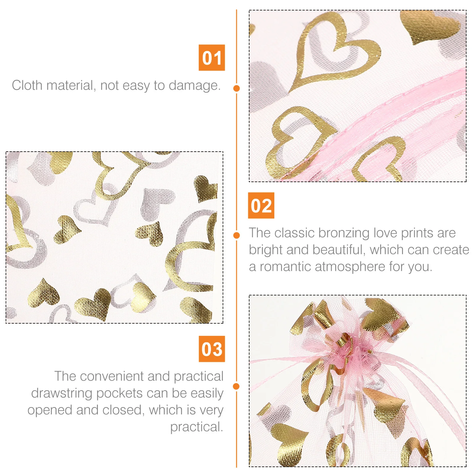 

100Pcs Love Heart Drawstring Pouch Premium Portable Storage Bags Candy Gift Bags Snack Cookie Party Favor Candy Bag