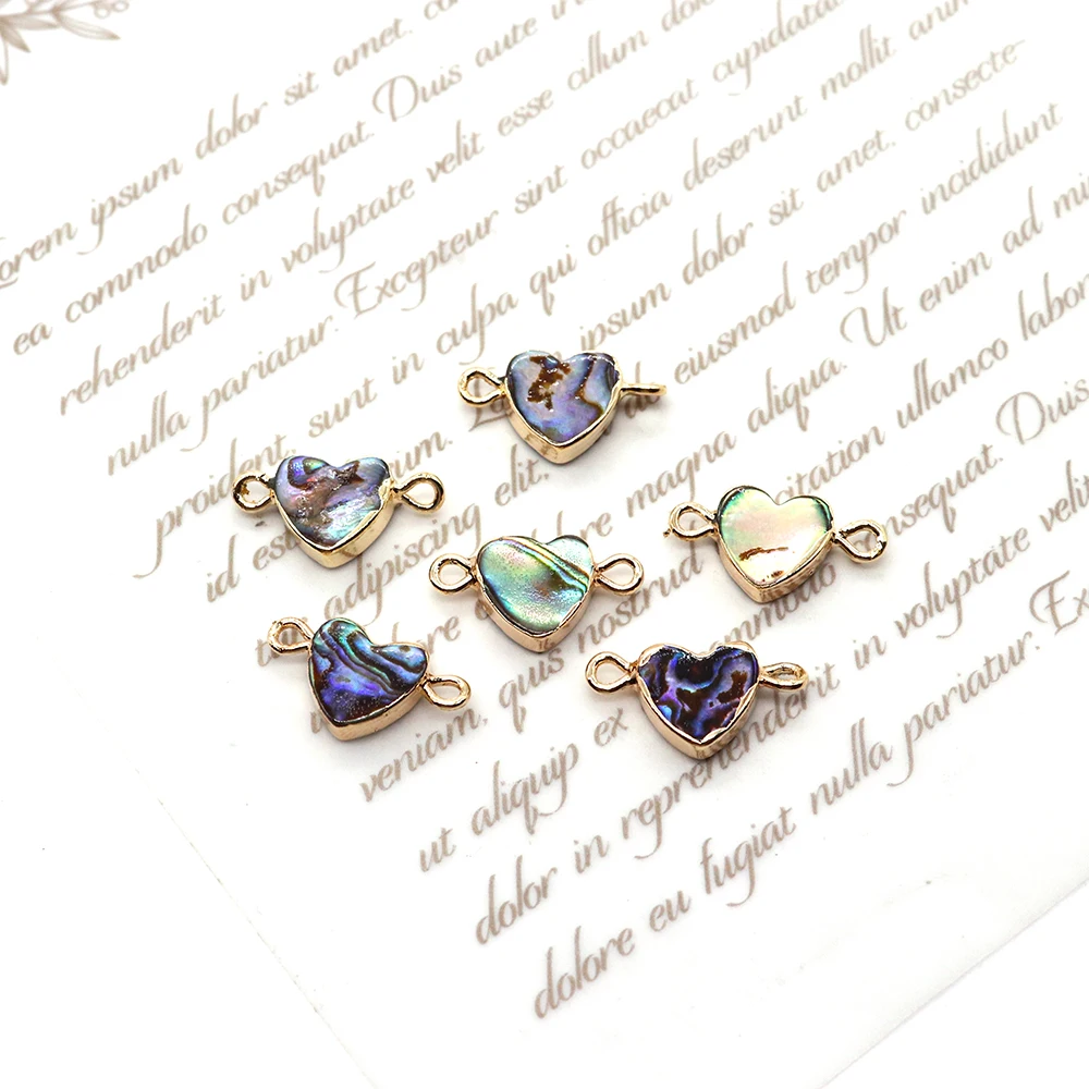 

2pcs Heart Natural Abalone Shell Pendant Double Holes Connector Shell Charms Jewelry Necklace Suitable for DIY Craft Accessories