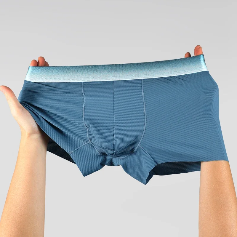 

Мужское нижнее белье из ледяного шелка, 2 шт., с разделенным дизайном в форме пули. Мужские боксеры подходят для тех с варикоцелелем