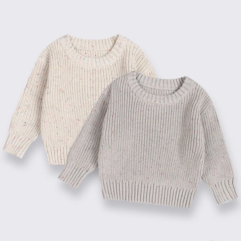 

Autumn Kids Sweaters Solid Chunky Knit Girls Sweater Brief Spring Winter Long Sleeve Boys Pullover Warm Knitwear Baby Clothes