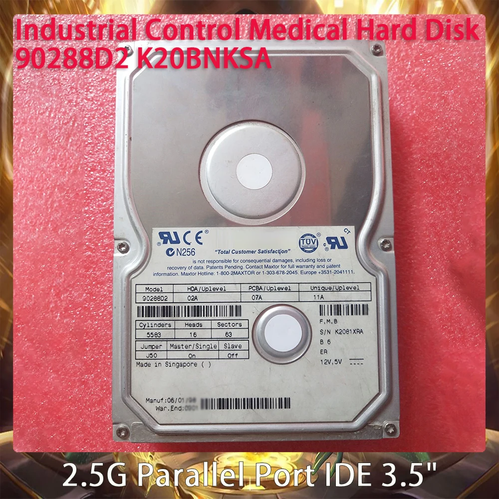 Original Industrial Control Medical Hard Disk 90288D2 K20BNKSA For Maxtor 2.5G Parallel Port IDE 3.5