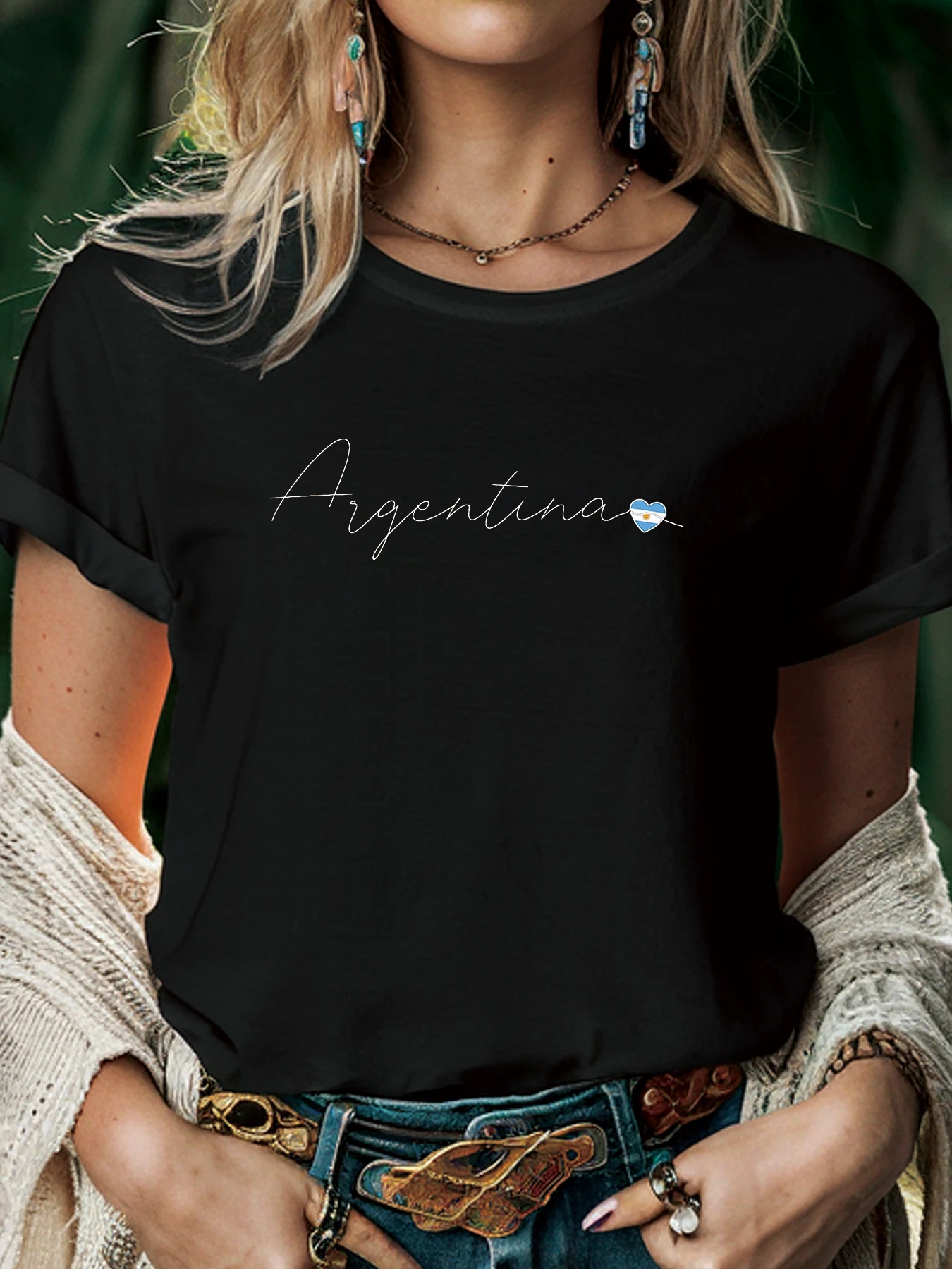 Argentina ​Women T Shirt Summer Fashion Short Sleeved T-shirt Printed O-neck Casual T-shirt Women\'s Clothing