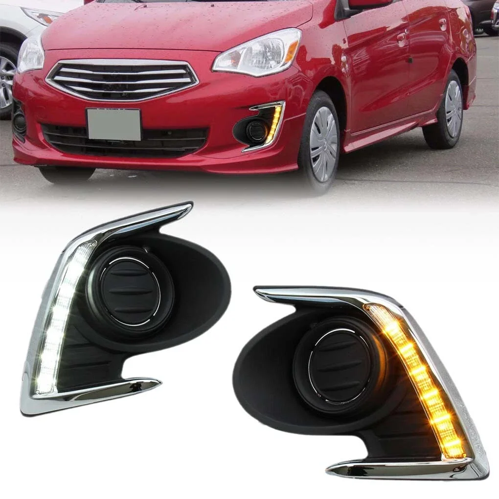 For Mitsubishi Attrage 2014-2018 Dual Color White Yellow LED Fog Light High Brightness Waterproof Fog Lamp