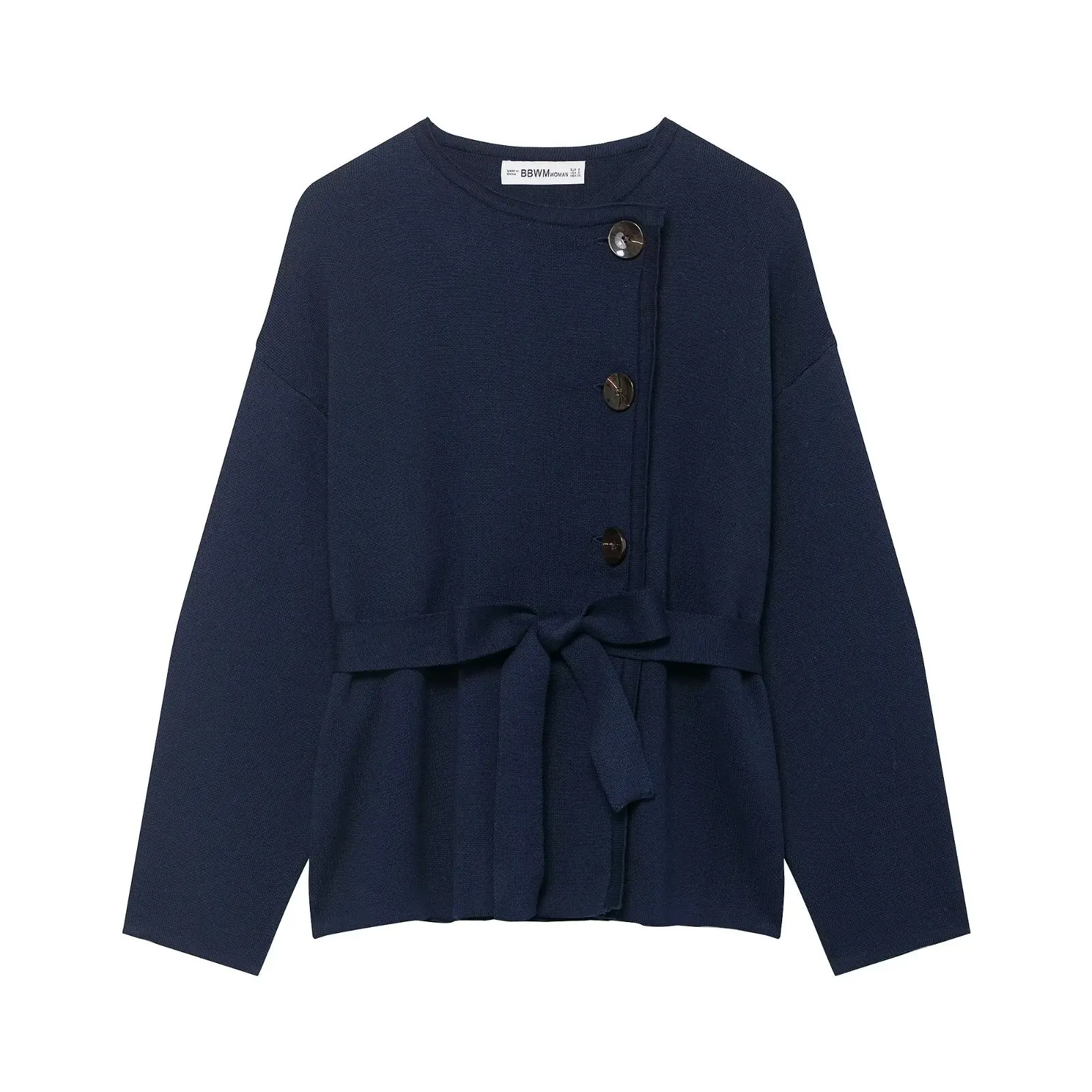 KIDCRKJ 레이스 업 여성 봄 자켓 멀티 컬러 라운드 넥 싱글 브레스트 여성 코트 우아한 세련된 슬림 피트 아웃웨어 여성용