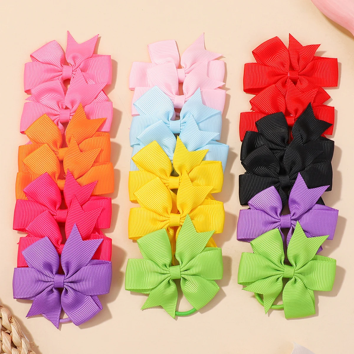 20PCS/Set New Bowknots Elastic Hair Bands for Girls Hair Rope Hair Tie Ponytail Holder Kids Baby Hair Accessories New Year Gift