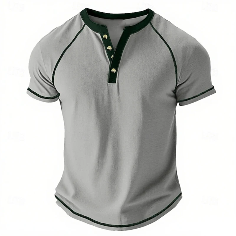 Retro heren button-down T-shirt minimalistische print T-shirt losvallend casual zomerpoloshirt stijlvolle streetwear herentop