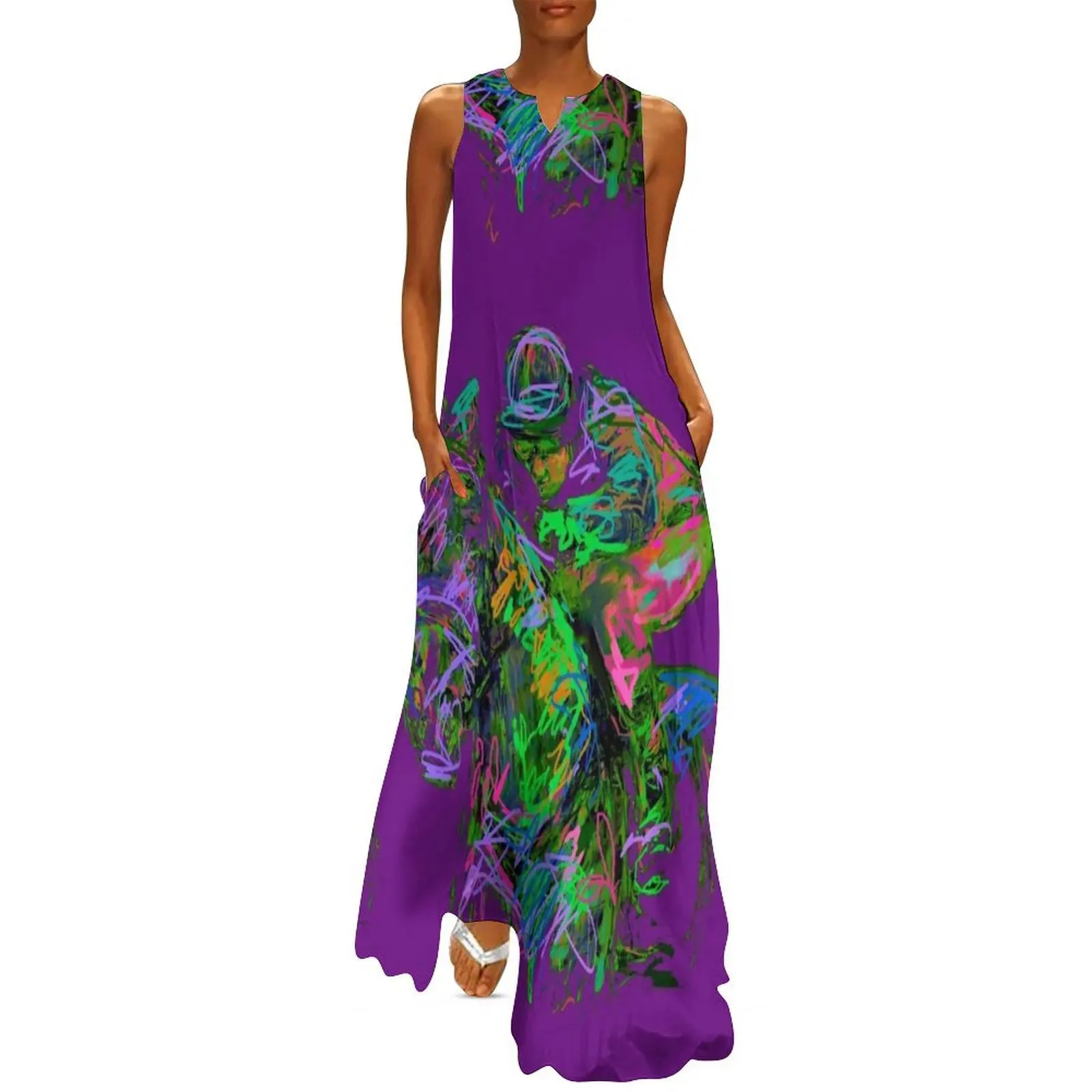 Derby with purple Long Dress elegant women