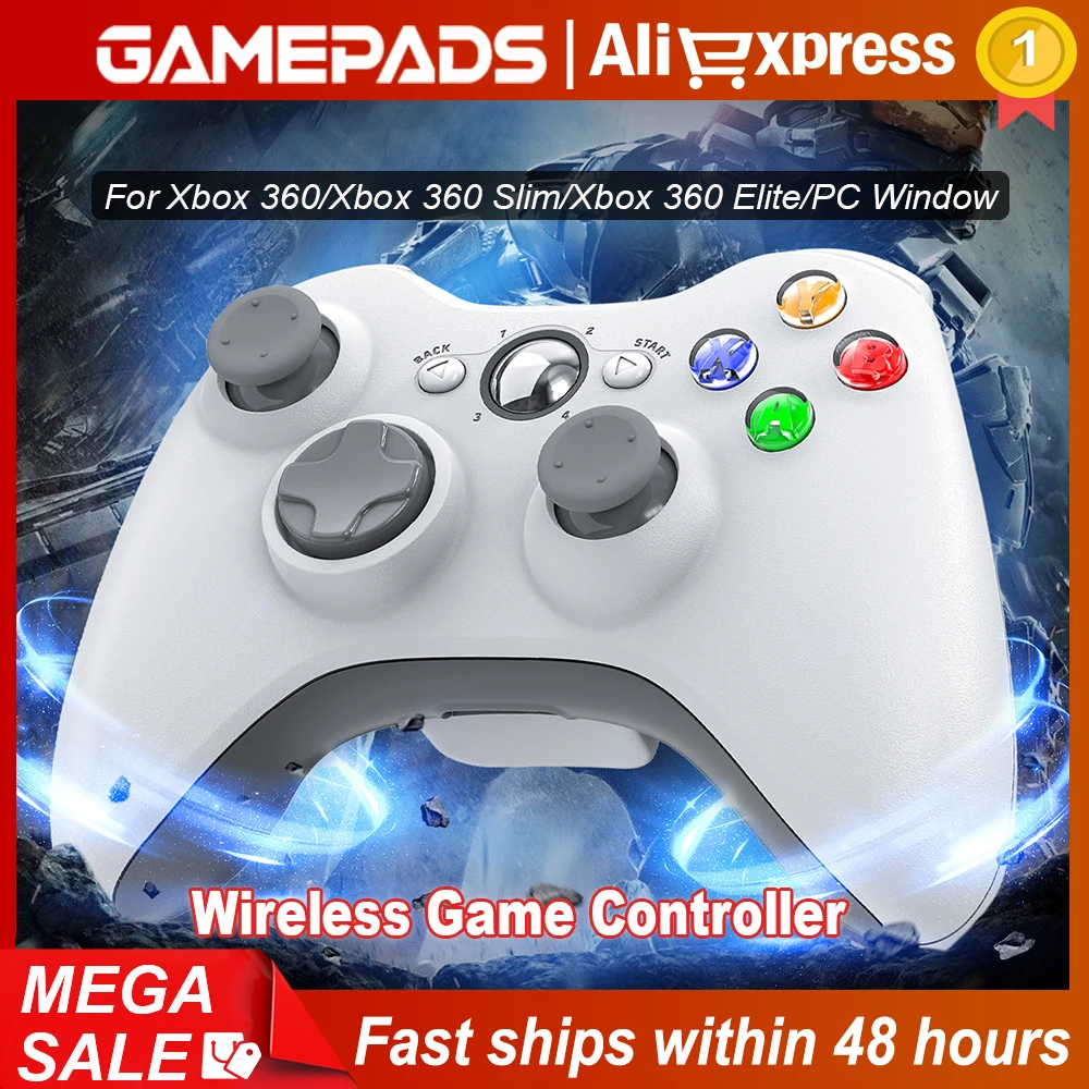 2,4G Wireless-Gamecontroller für Xbox 360 mit Dual-Vibration und Turbo, kompatibel mit Xbox 360/360 Slim und PC Windows
