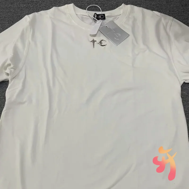 

High Quality Cotton Star Moon 3D Metal Logo Thug Club Tshirts Summer Hiphop Street Cleanfit Men Women Round Neck Short Sleeve