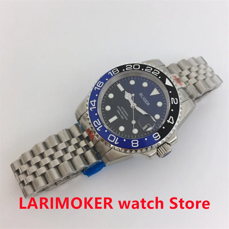 BLIGER 남성용 기계식 시계, NH35A 미요타 PT5000, 120 클릭 회전 베젤, 2 색 다이얼, 사파이어 브러시 오이스터 팔찌, 40mm