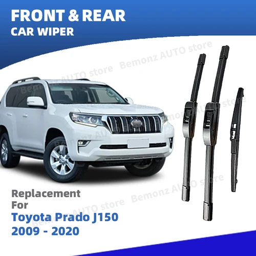 Escobillas de limpiaparabrisas delanteras y traseras LHD para Toyota Prado J150 Series 2009 - 2020, accesorios para ventana de parabrisas