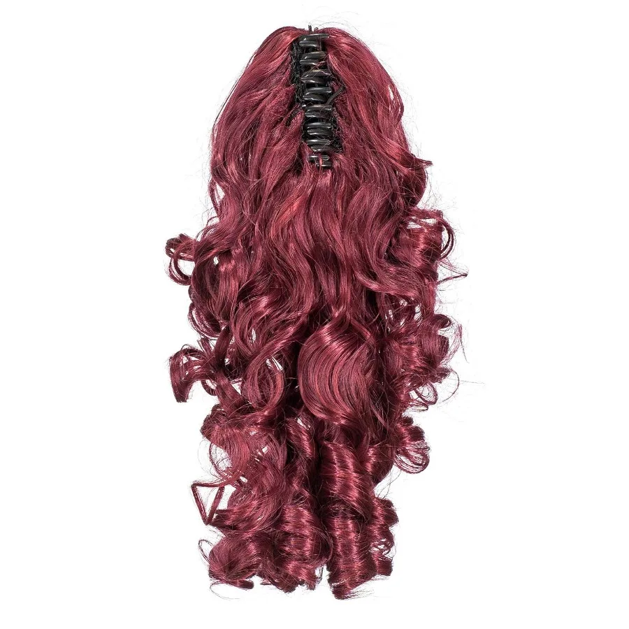 12 بوصة قصيرة المسمار تجعيد الشعر مخلب كليب ذيل حصان ملحقات الاصطناعية كليبين الرباط مجعد ذيل حصان هيربيسي للنساء مع الفك