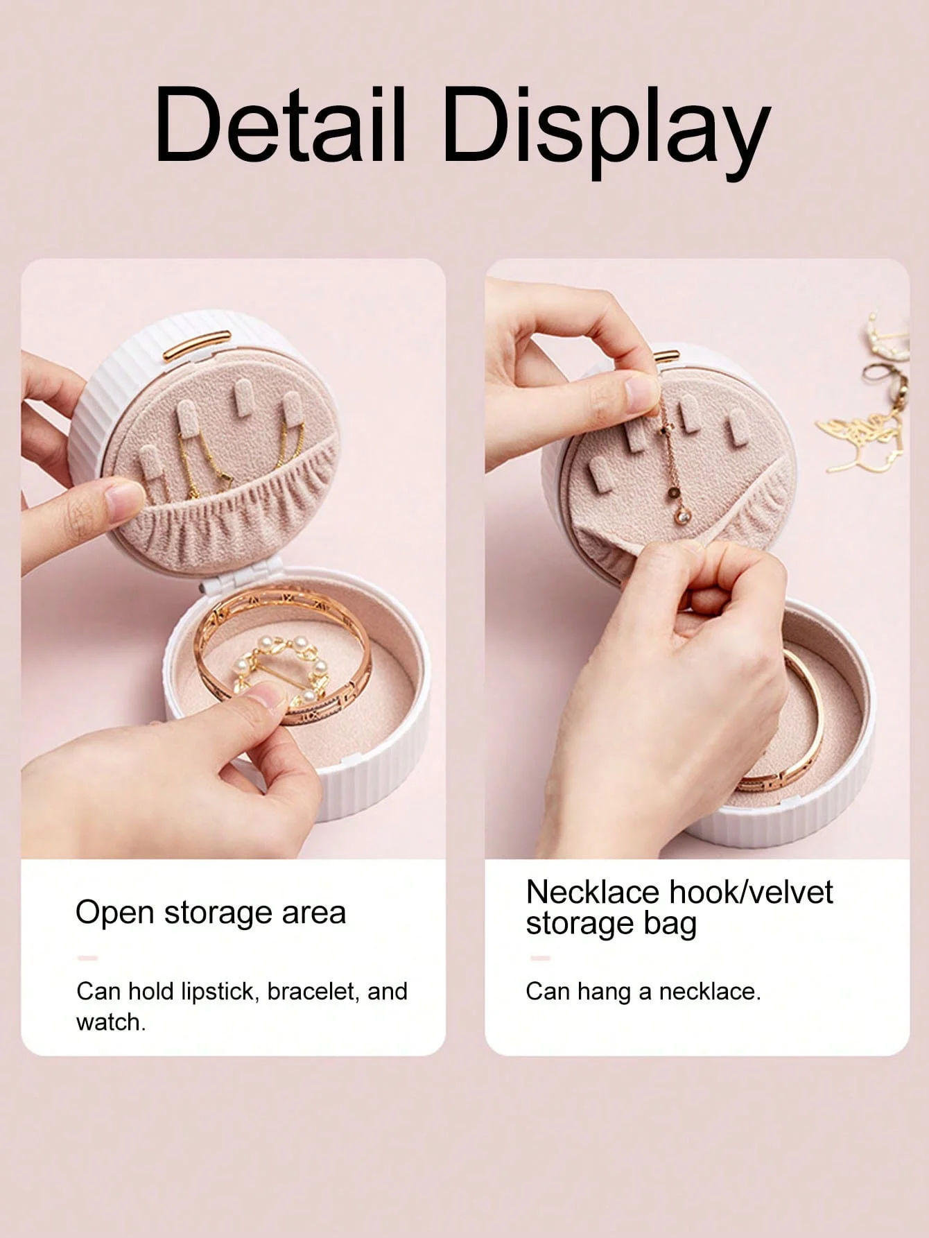 원형 링 보관함, 여행용 보석 상자, 반지 펜던트, 귀걸이, 목걸이, 정리함 보관함, 작은 거치대 상자, 1 개