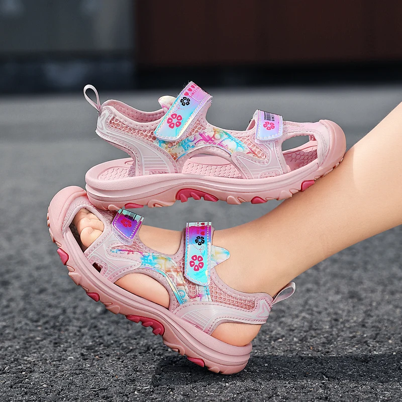 Nicht-slip Mädchen Sandalen Die Sommer Neue Kinder Baotou Strand Schuhe kinder Weichen Boden Prinzessin Mädchen Sport Casual schuhe