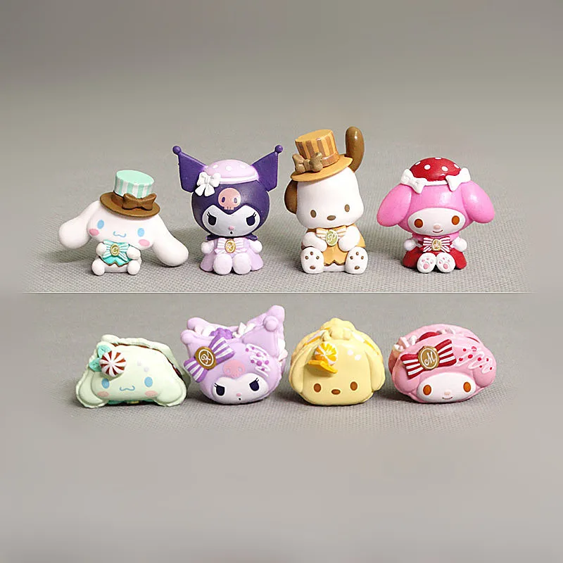 Sanrio Figures Cinnamoroll Pachacco Kuromi Action Figures Afternoon Tea Dessert Macaron Kawaii Sanrio Gifts Cute Model Toys