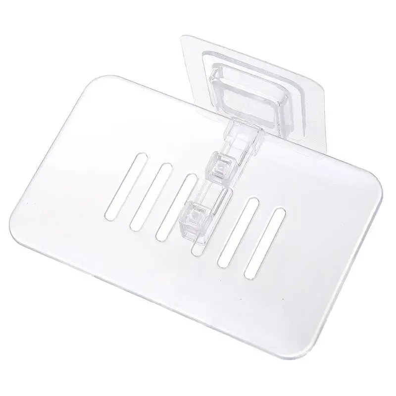 1Pcs Soap Rack No Drilling Wall Mounted Double Layer Soap Holder Soap Sponge Dish Bathroom Accessories Soap Dishes Self Adhesive