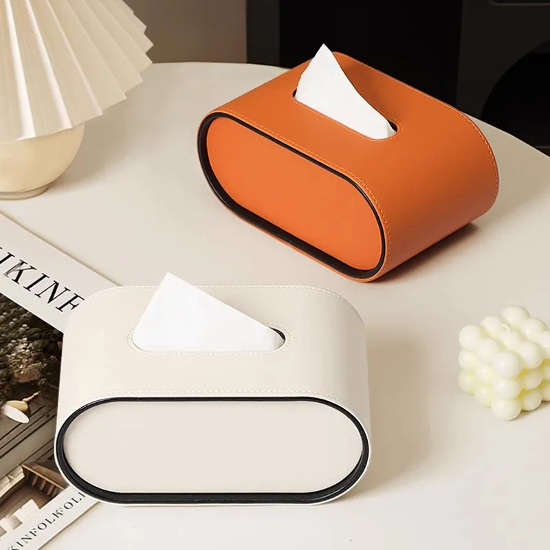 Leather tissue box, simple high-grade tissue box, light luxury tissue box suitable for living room, bathroom, office, hotel