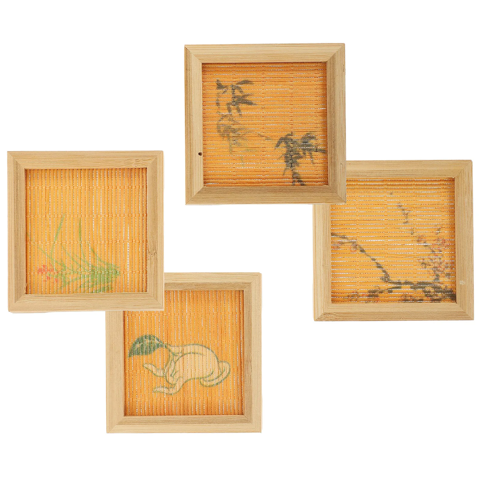 

4pcs Coasters Cup Mats Protective Tea Cups Mats Anti Slip for Tea Coffee Cups Kitchen Table Decor Bamboo Made