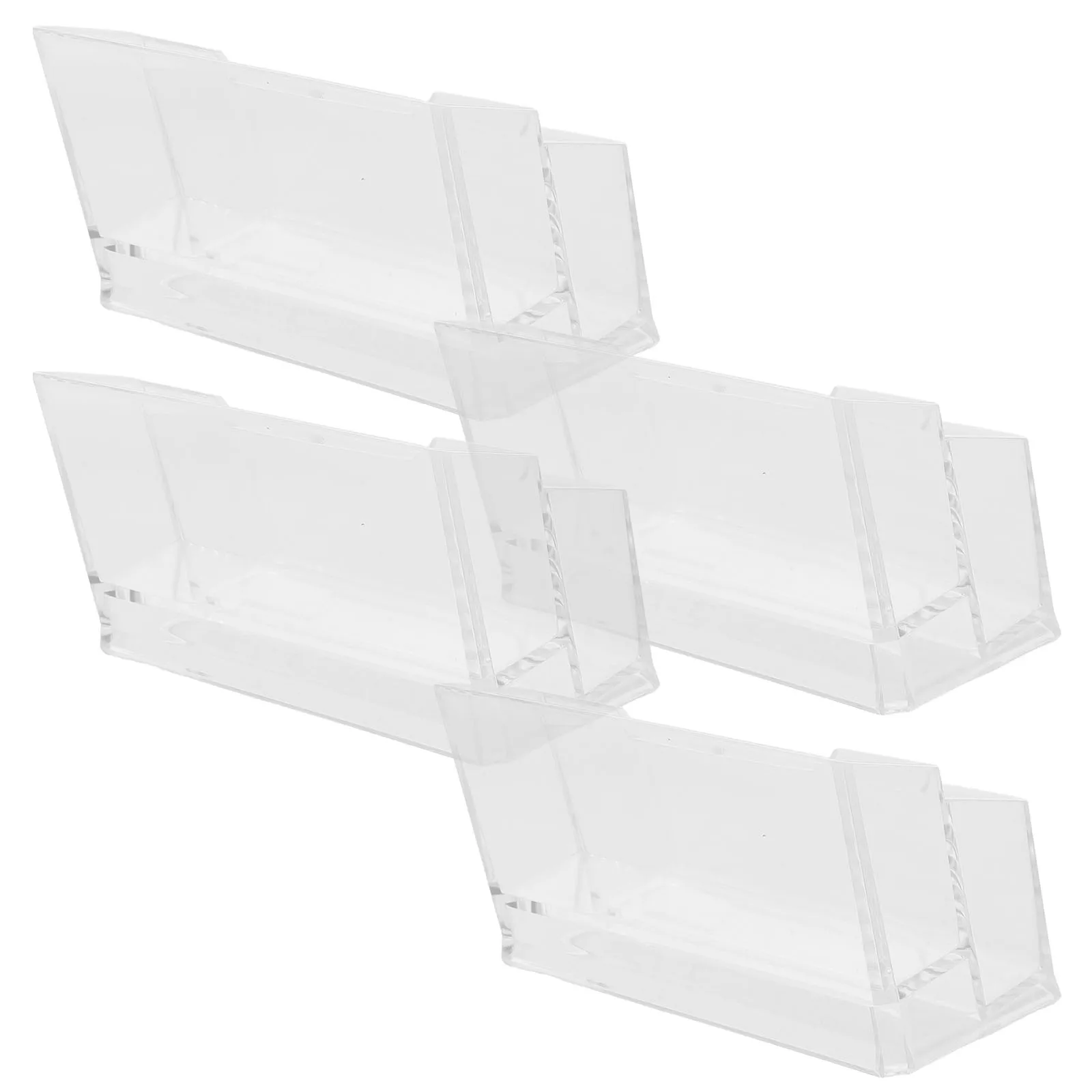

4pcs Clear Acrylic Holder Desktop Business Organizer Box For Office Desk Front Desk Name Display Stand, Card Storage Rack,