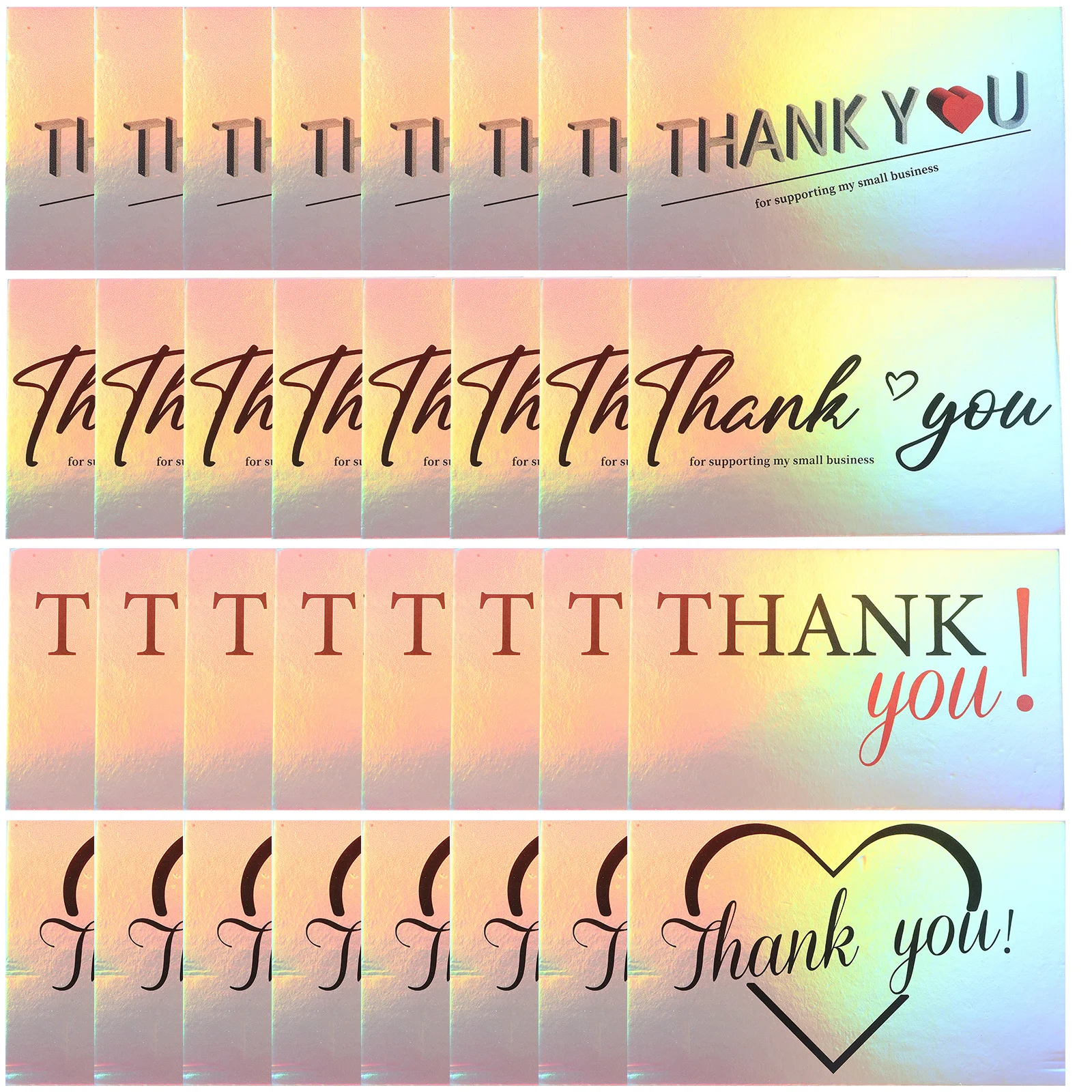 

120pcs Laser Thank You Cards Compact Portable Gift Packing Small Thank Cards For Shop Wedding Delivery Bulk Message Notes