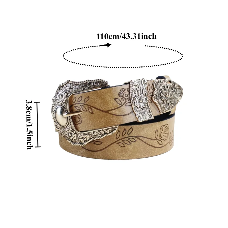 Fashionable European American-Style Everyday Retro Pin-Buckle Belt  High-End, Niche Printed Patterned Textured Unisex Belts