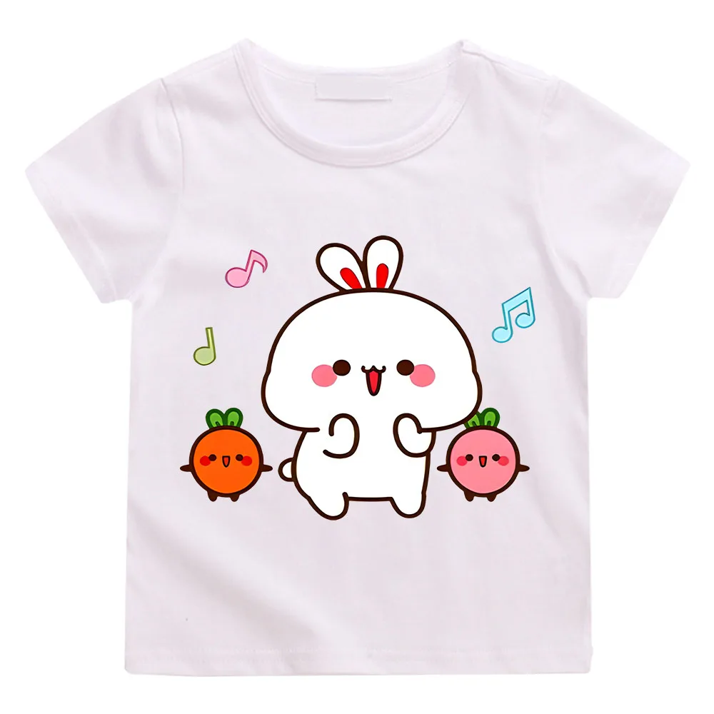 Cure Rabbit Bunny T-shirt New Summer Girls Children's Print Short-Sleeved Boys Children Cartoon Animation Kawaii Clothing Tees