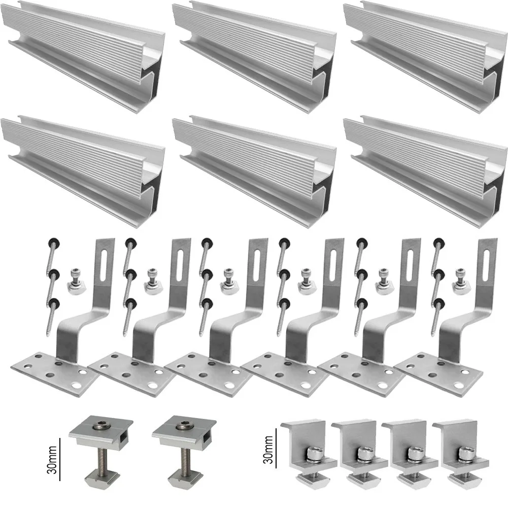 PV-zonnepaneel montagerailset aluminium beugels voor bakstenen daken geschikt voor configuraties met meerdere panelen