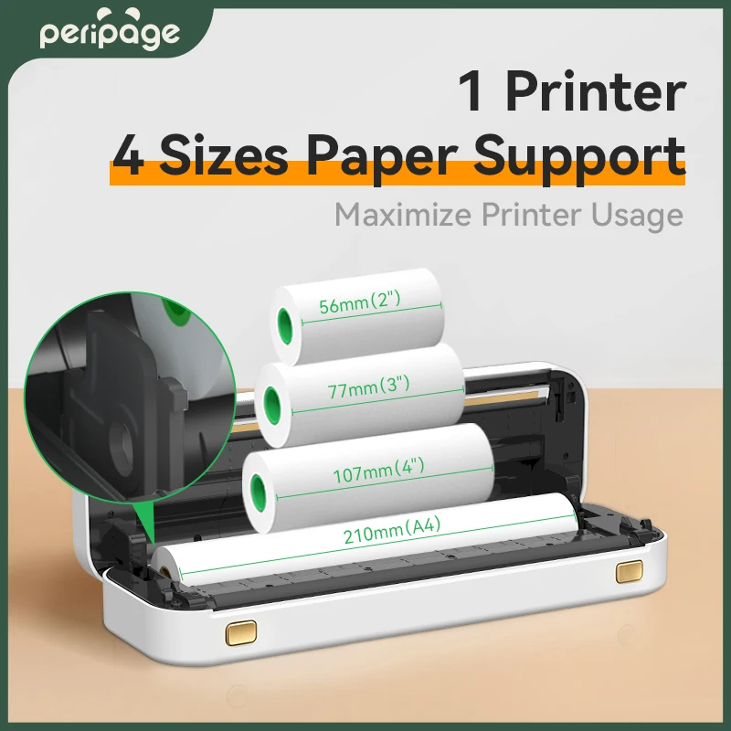 Peripage A40 P81 Inkless Portable A4 Thermal Printer Wireless Bluetooth USB Printing Text PDF Document Photos A4 Machine Maker