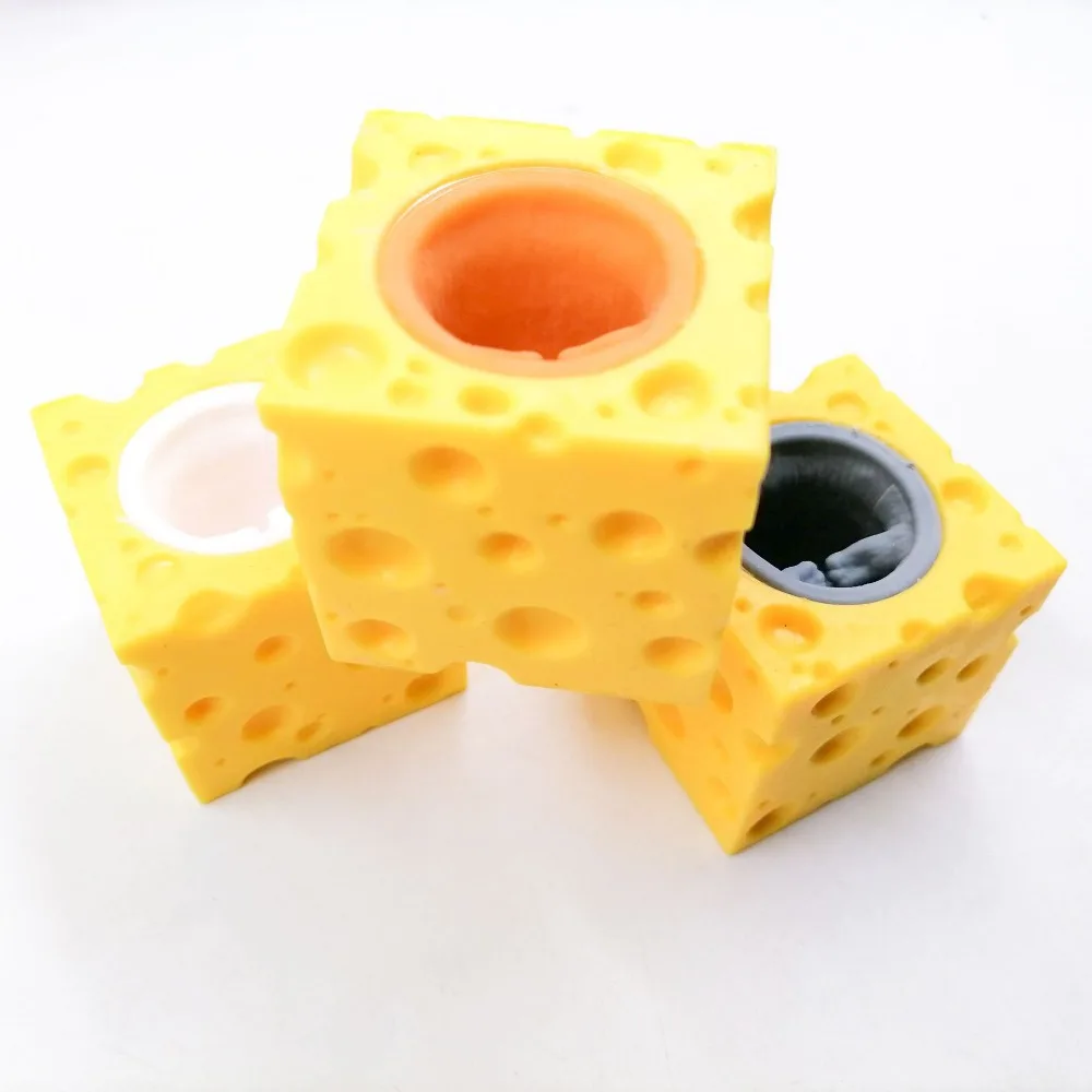 Pop Up Funny Mouse and Cheese Block Squeeze Anti-stress Toy Hide and Seek Figures Stress Relief Fidget Toys for Kids Adults