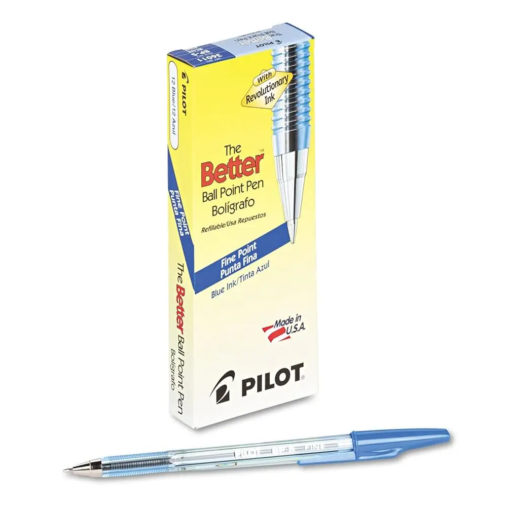 

Набор из 12 шариковых ручек The Better Ball Point с возможностью замены стержней, тонкий наконечник, синие чернила, 0.7 мм (0.7mm - Fine)