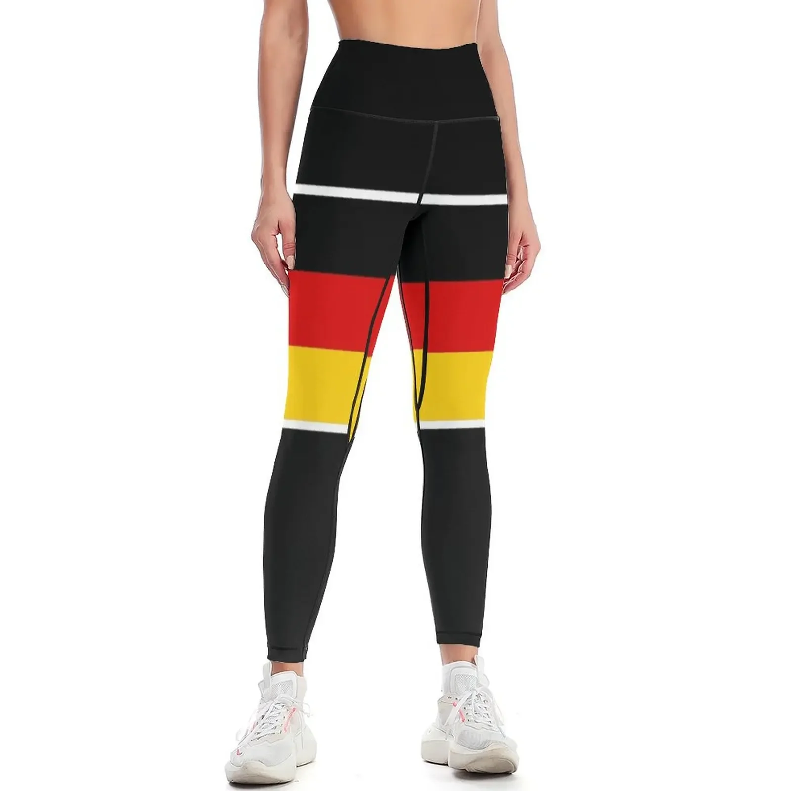 

Леггинсы в полоску немецкого флага, спортивная одежда для фитнеса, спортивные штаны, женская спортивная одежда для спортзала, женские леггинсы с эффектом пуш-ап