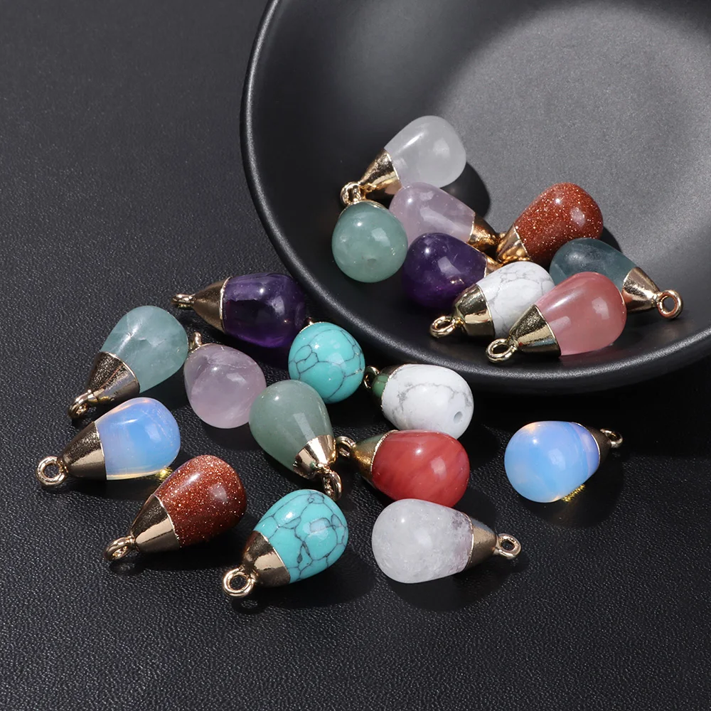 

Wholesale Natural Water Drop Pendants Assorted Rose Quartzs Opal Healing Stone Charms For Jewelry Making Earrings DIY Accessori