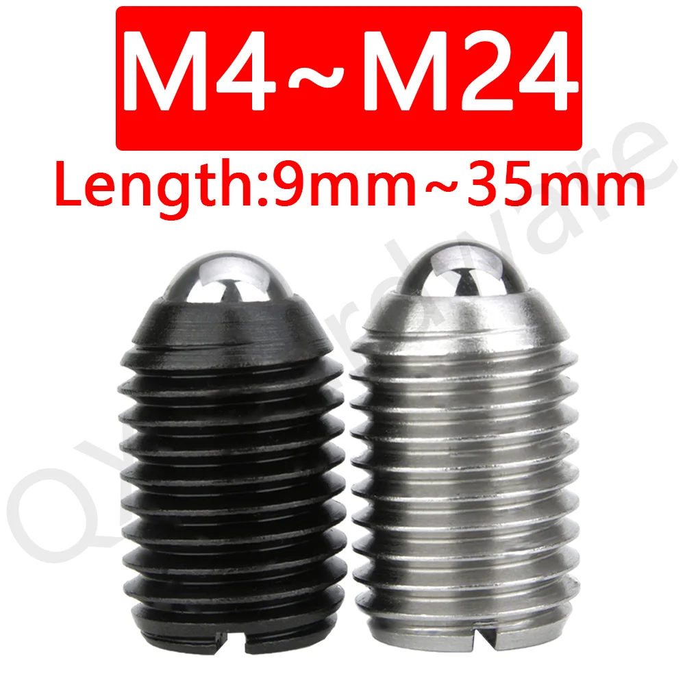 Q​X415 Good Quality Ball Plunger M4~M24  Carbon/Stainless Steel  Spring Loaded Plunger Steel Ball Fastening Spring Screw