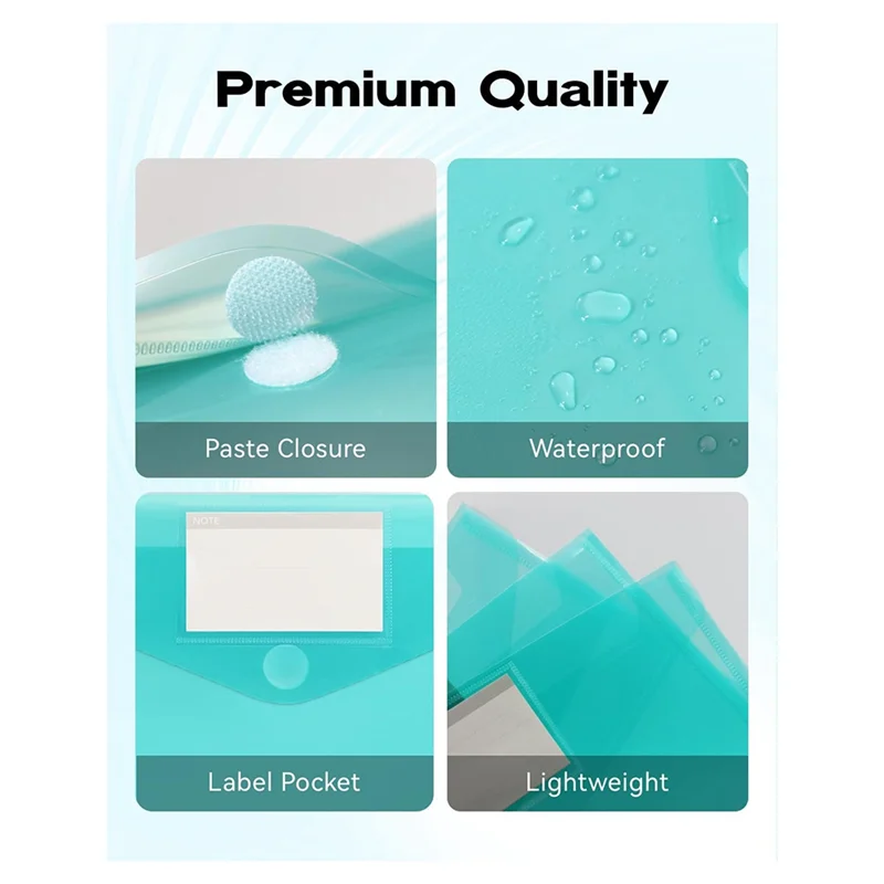 

AT93-File Folders 10 Pack, 11 Ring Plastic Envelopes, Clear Folder For Documents With Label, 3 Ring Binder Pocket Organizer